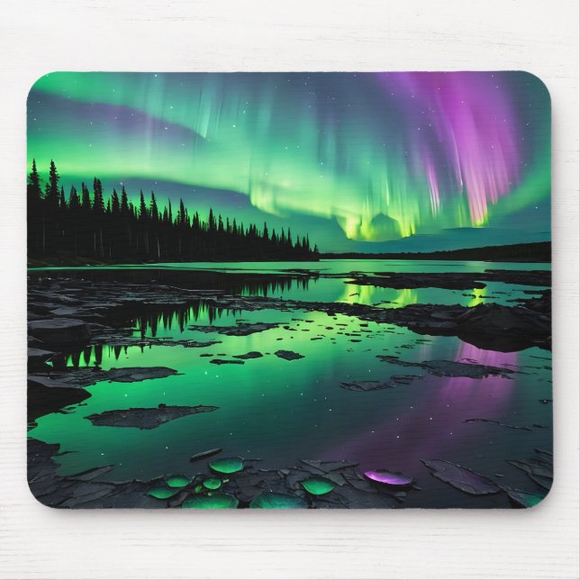 Mousepad Lua com o mouse verde e púrpura (Frente)