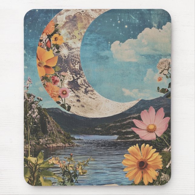 Mousepad Lua Crescente Sobre Paisagem Serena (Frente)
