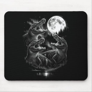 Mousepad Lua de jacaré uivando estilo retrô vintage engraça