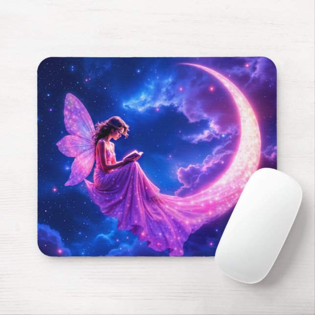 Mousepad Lua-de-lua-fada-rosa, magia fofa (Com mouse)