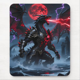 Mousepad Lua de Sangue Vermelha Fantasia de Dragão Negro de