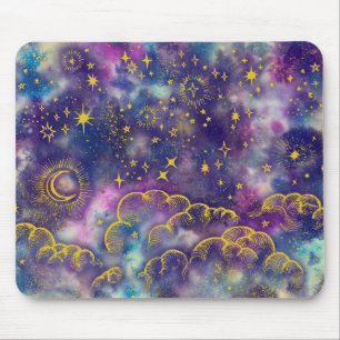 Mousepad "Lua e Estrelas" (cores Douradas)