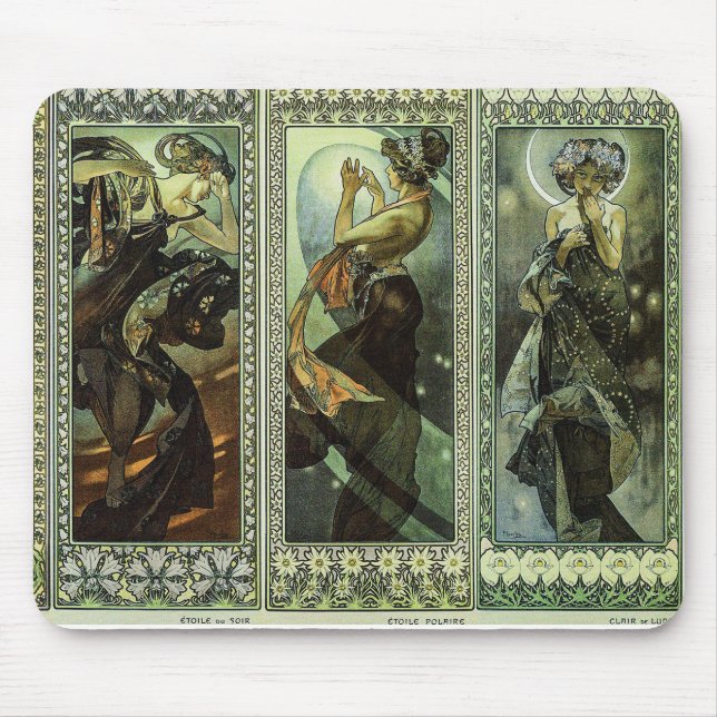 Mousepad Lua e Estrelas de Alphonse Mucha (Frente)