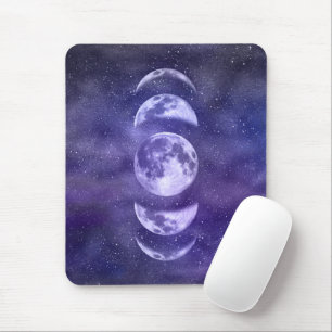 Mousepad Lua Fases Celestiais Padrão Roxo e Azul