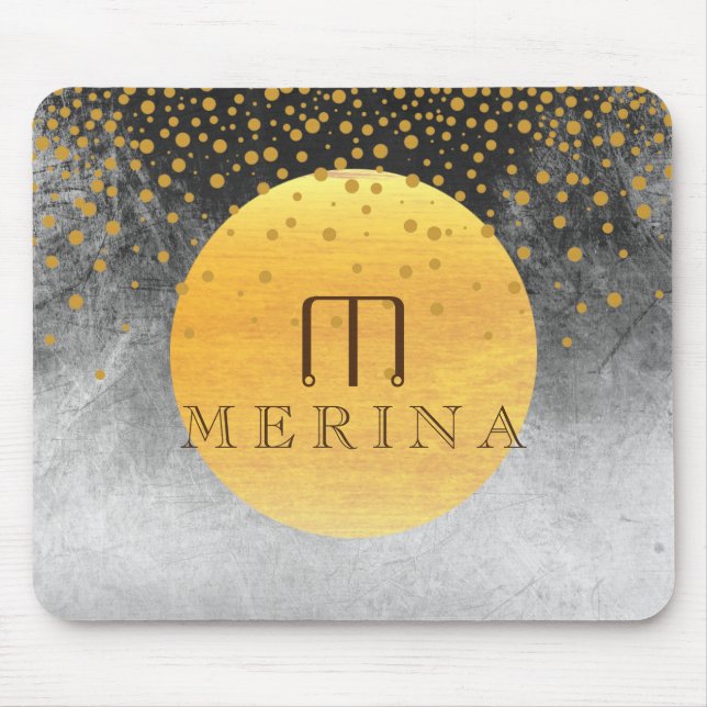 Mousepad Lua Glitter de Foil Dourada Negra Confetti (Frente)