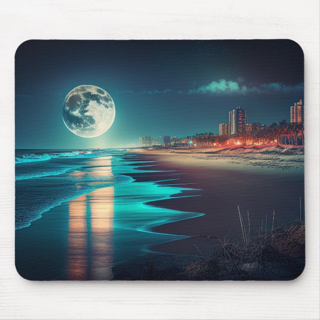 Mousepad Lua olhando para o oceano e a cidade (Frente)