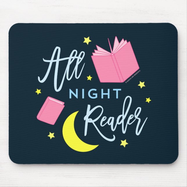 Mousepad Lua Stars e Livros Rosa Todo Leitor Noturno (Frente)