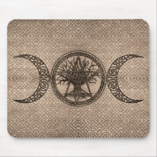 Mousepad Lua tripla com pentagrama e árvore da vida