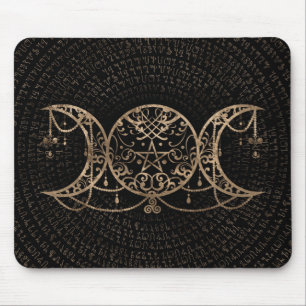 Mousepad Lua tripla - Deusa tripla Dourada e negra