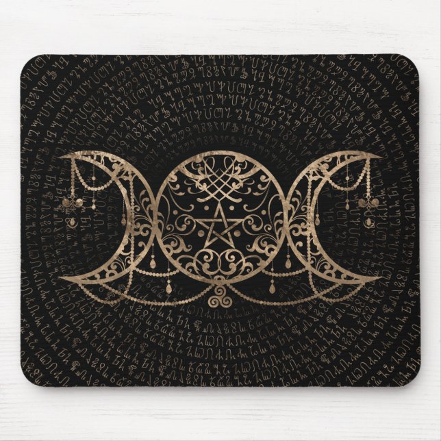 Mousepad Lua tripla - Deusa tripla Dourada e negra (Frente)