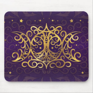 Mousepad Lua tripla - Deusa tripla Dourada e roxa