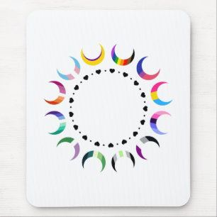 Mousepad Luas do Orgulho Crescente e Corações Pretos