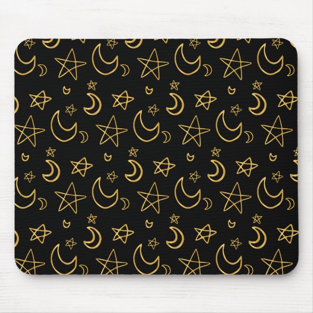 Mousepad Luas e estrelas Dourado padrão (Frente)