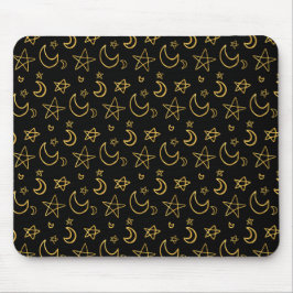 Mousepad Luas e estrelas Dourado padrão