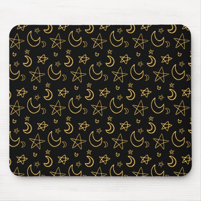 Mousepad Luas e estrelas Dourado padrão (Frente)