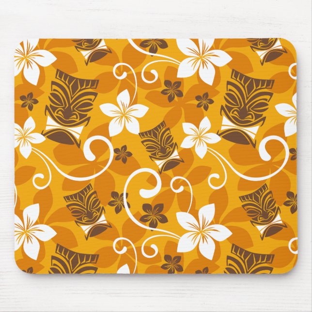 MOUSEPAD LUAU TIKI PATTERN (ORANGE) (Frente)