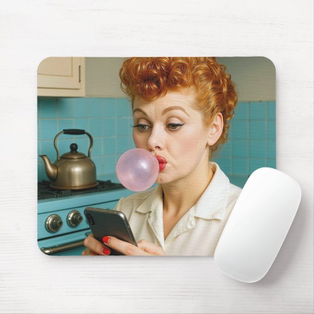Mousepad Lucille Ball Enviando SMS em um Telefone Celular (Com mouse)