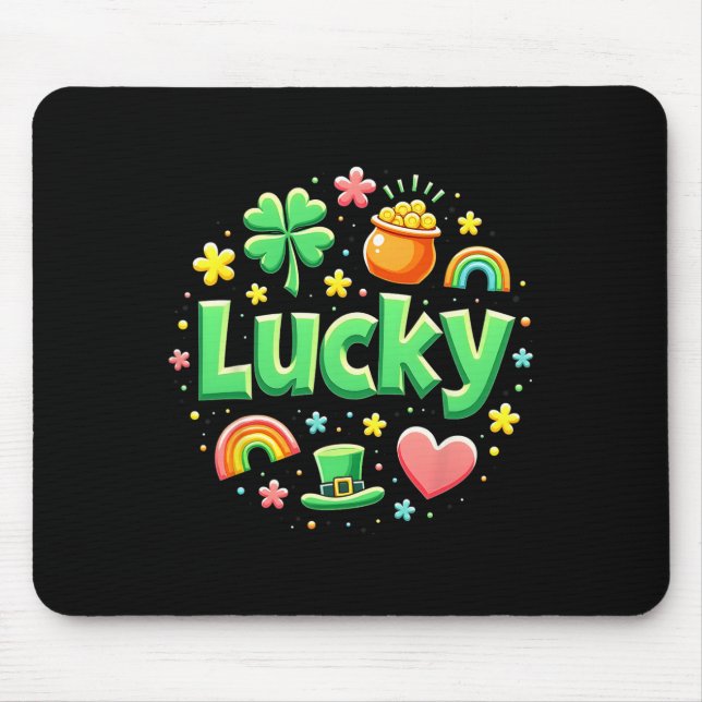 Mousepad Lucky Charm Patricks Day Pot Of Gold Irish Shamroc (Frente)