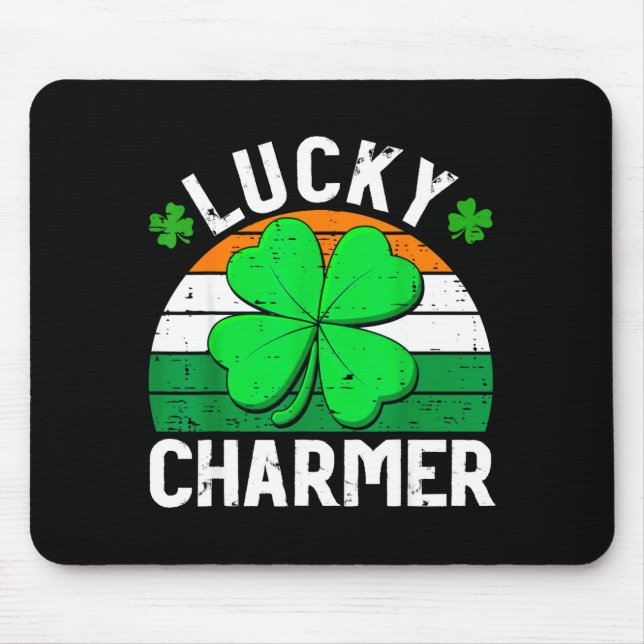 Mousepad Lucky charmer shirts boys kids girls funny st (Frente)