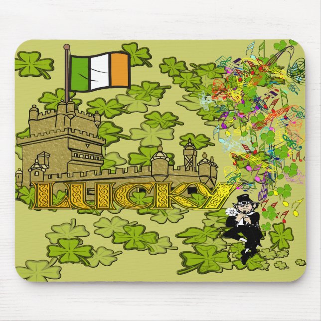 Mousepad Lucky Leprechaun e seu Castelo Irlandês (Frente)