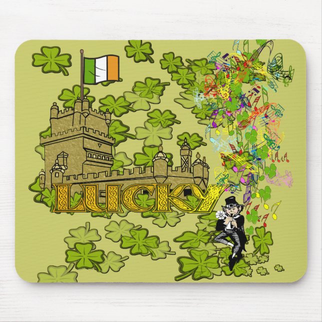 Mousepad Lucky Leprechaun e seu Castelo Irlandês (Frente)