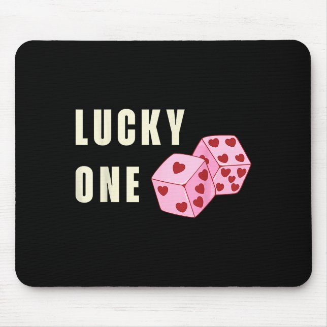 Mousepad Lucky One Heart Dice Couples Matching Valentines D (Frente)