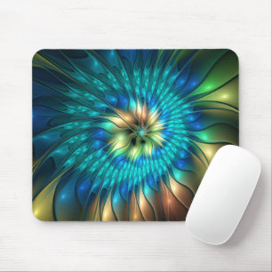 Mousepad Luminosa Fantasia Flor, Colorida Abstrato Fractal