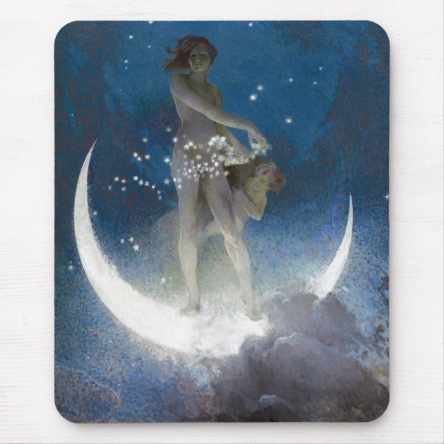 Mousepad Luna Deusa em Estrelas Disparadoras Noturnas (Frente)