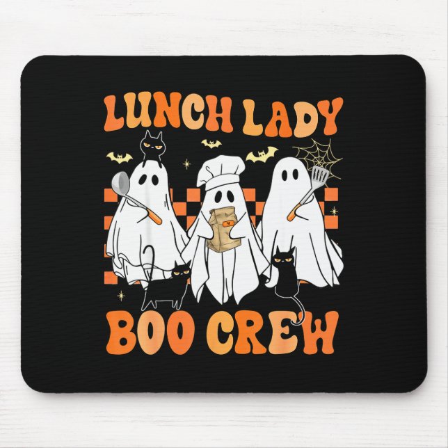 Mousepad Lunch Lady Boo Crew Ghost Chef Funny Cafeteria Wor (Frente)