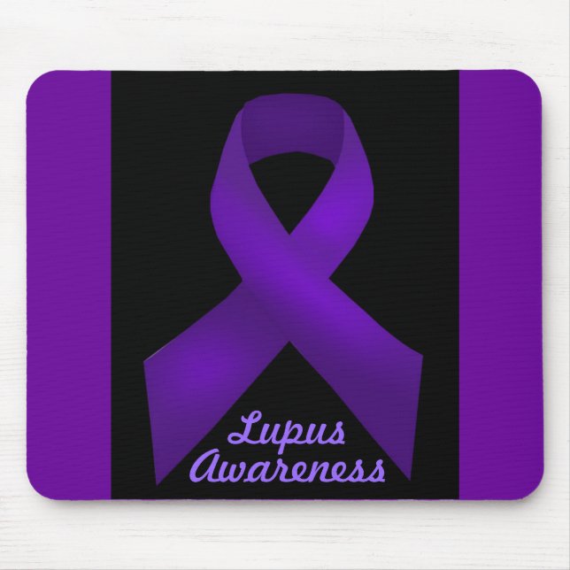 Mousepad Lúpus roxo da consciência da fita (Frente)
