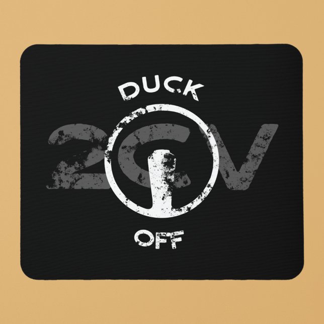 Mousepad Lustiges Oldtimer 2cv Duck Off Statement (2CV Mouse Pad in Black with a White Steering Wheel Illustration of the Deux Chevaux )