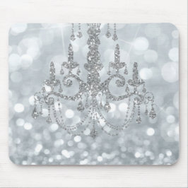 Mousepad Lustre Prata Branco Bokeh Glam Candeeiro Brilho