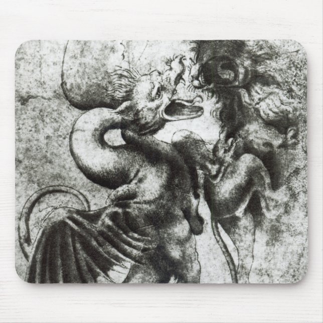 Mousepad Luta entre um dragão e um leão (Frente)