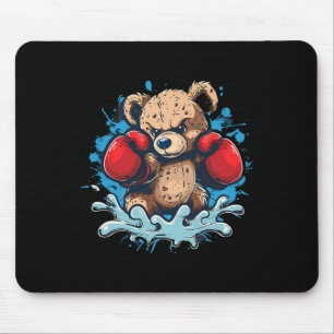 Mousepad Lutador de Boxe Amante de Ursos Luvas de Boxe Kick