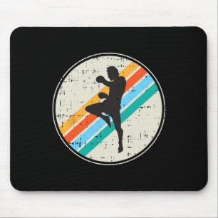 Mousepad Lutador de Kickboxing Silhueta Retro Artes Marciai
