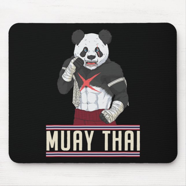Mousepad lutador de Muay Thai Panda Kickboxing (Frente)