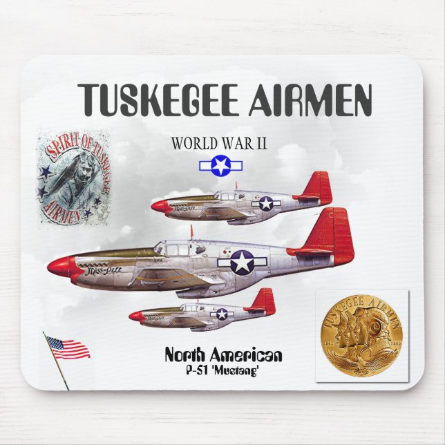 Mousepad Lutador dos AVIADORES -301st de TUSKEGEE quadrado. (Frente)