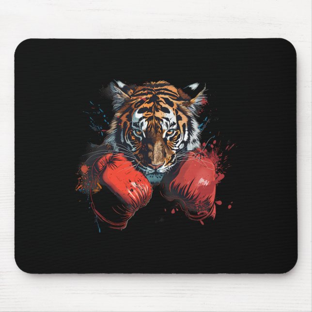 Mousepad Luvas de boxe amante de tigre boxe kickboxing engr (Frente)
