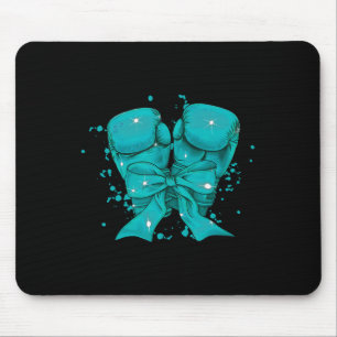 Mousepad Luvas de Boxe Fita Teal Awarenes Cervical Cancer