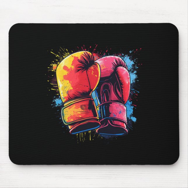 Mousepad Luvas de Boxe Pintadas Coloridas no Boxe Artístico (Frente)
