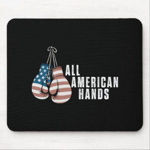 Mousepad Luvas de Boxe Todas as Mãos Americanas Bandeira do