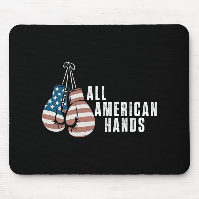 Mousepad Luvas de Boxe Todas as Mãos Americanas Bandeira do (Frente)