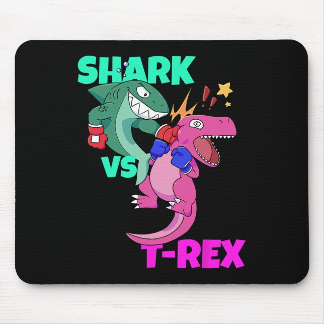 Mousepad Luvas de Boxe Tubarão Vs Dinossauro T Rex Para Cri (Frente)