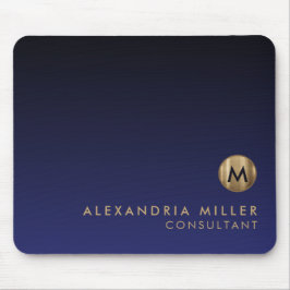 Mousepad Luxo elegante escovado Dourado Marinho monograma a