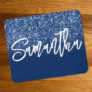 Mousepad Luxo Glitter Ombre Azul Marinho Personalizado