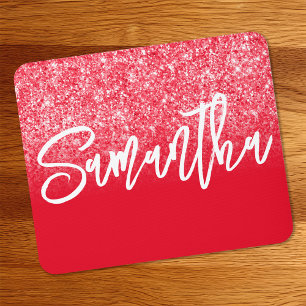 Mousepad Luxo Glitter Vermelho Ombre Personalizado