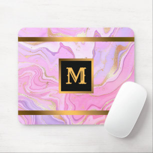 Mousepad Luxo Marble Glitter Rosa Púrpura Dourada