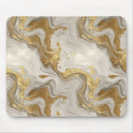 Mousepad Luxo Mármore Ouro Branco Harmonia Padrão Abstrato