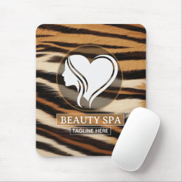 Mousepad Luxury Beauty Spa Logo Elegant Tiger Print Salon 