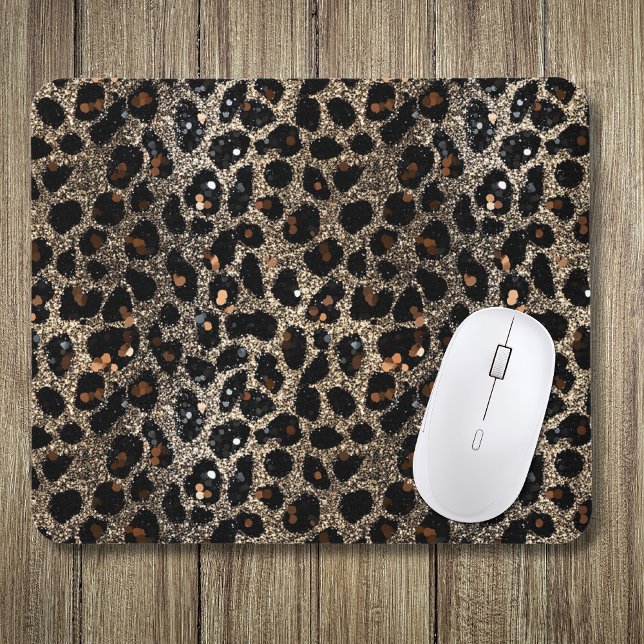 Mousepad Luxury Glitter Brown Black Gold Leopard Pattern (Criador carregado)